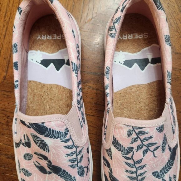 Sperry Womens Pink Crest Canvas Lobster Print Slip-On Sneakers Shoes - 7.5 - Picture 4 of 7
